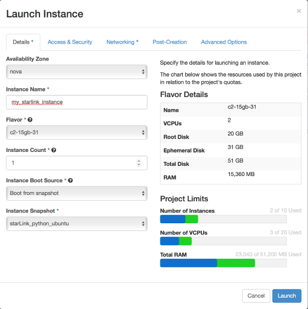 Launch Instance Dialog image